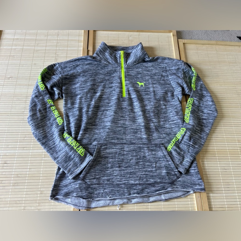 Victoria Secret Pink Sweatshirt 1/4 Zip Pullover with raw hem.Size:Medium